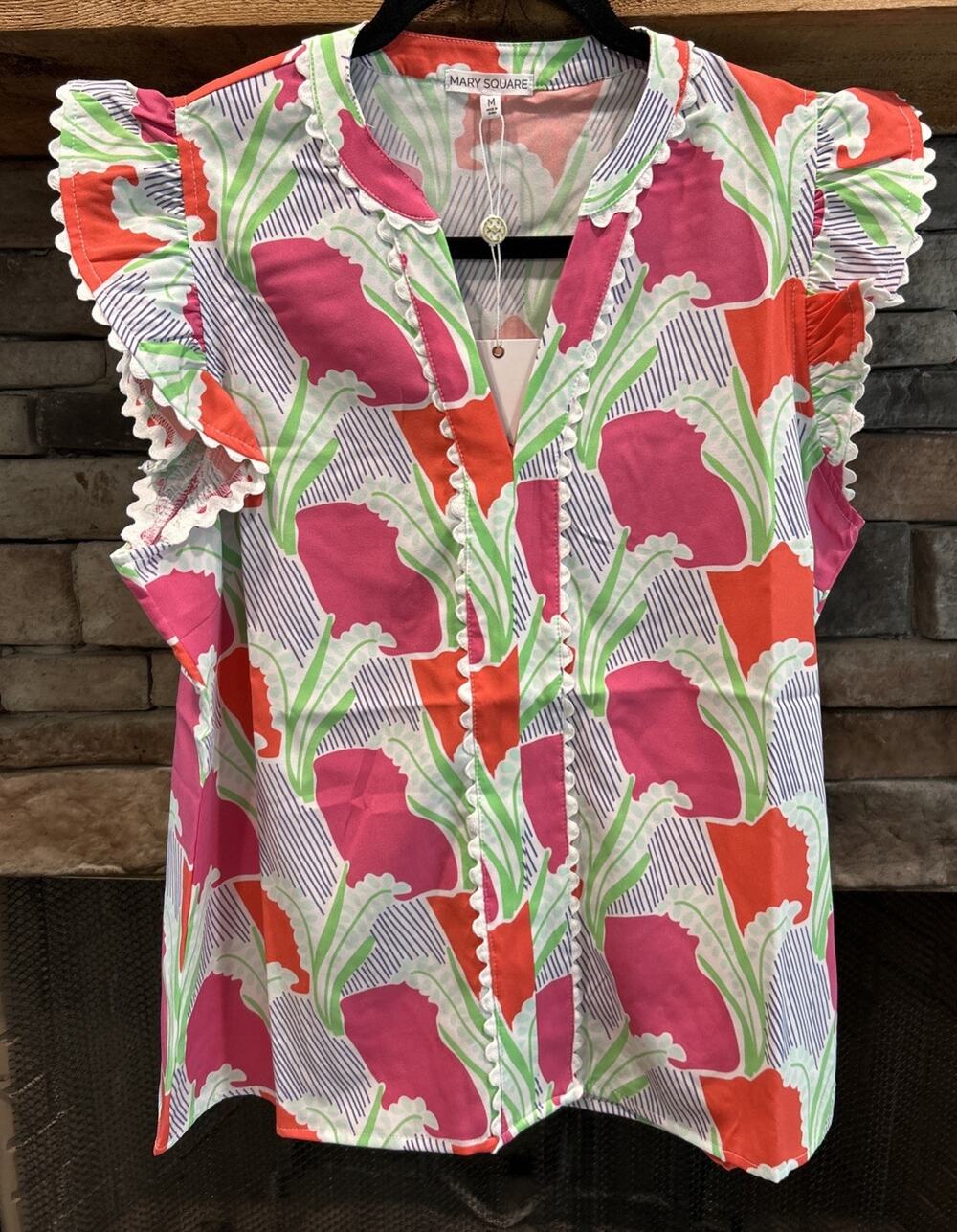 Women’s MARY SQUARE Color Me Coral Kira Top Shirt Size M NWT *B9